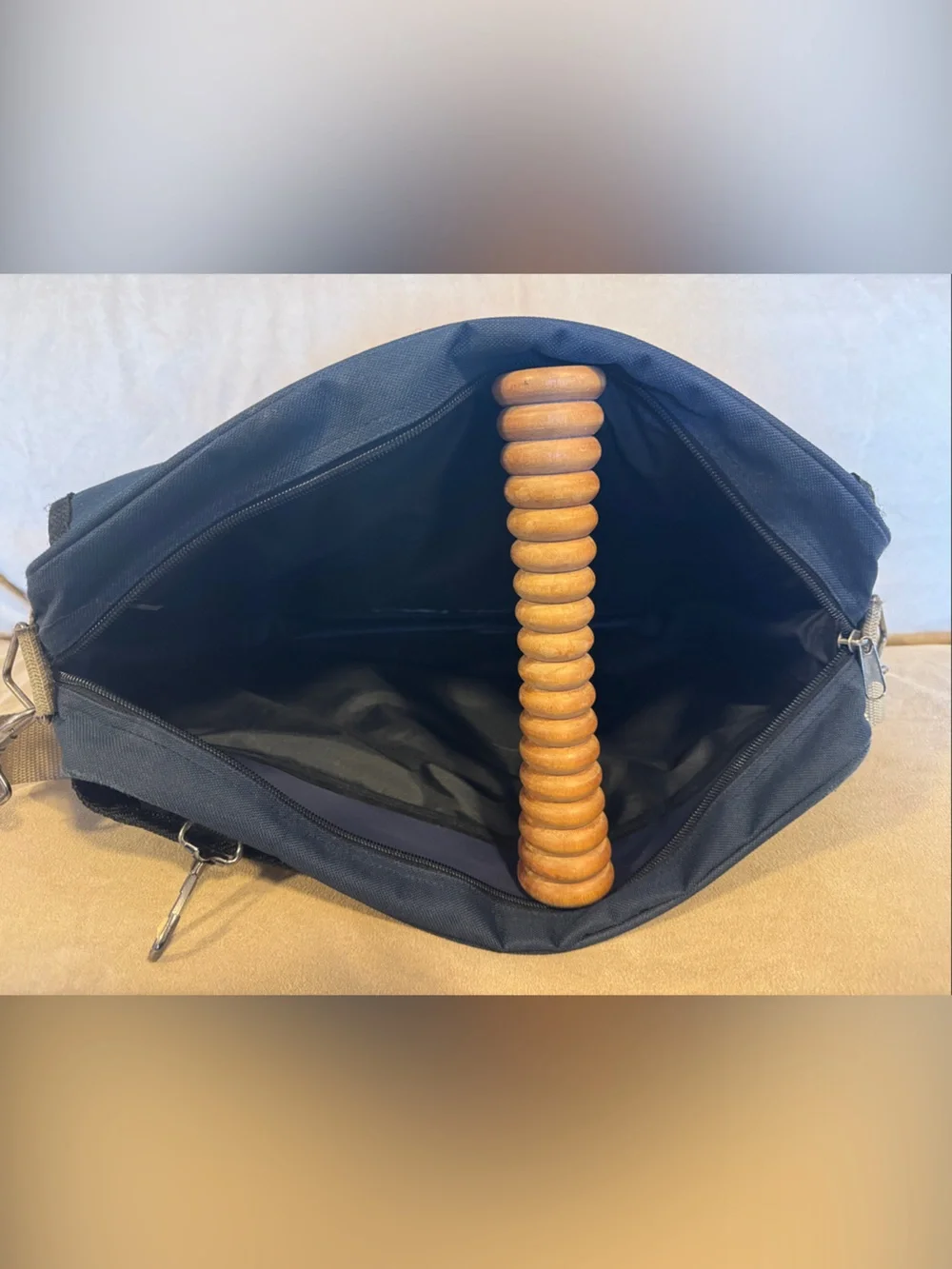 Navy Men's Messenger Bag with Multiple Front Pockets